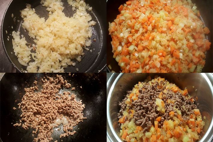 VERDURAS Y CARNE PARA EL RELLENO DEL COTTAGE PIE